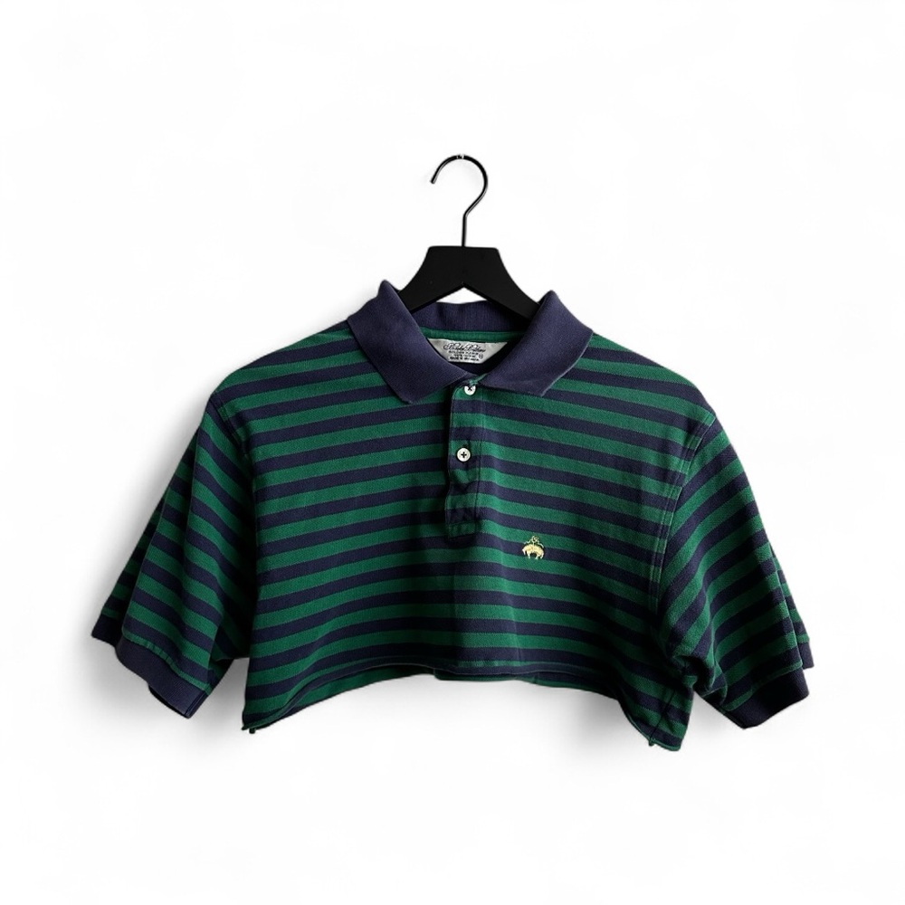 Brooks Brothers Navy and Green Striped Polo